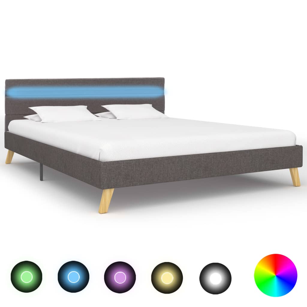 vidaXL Bedframe met LED stof donkergrijs 90x200 cm