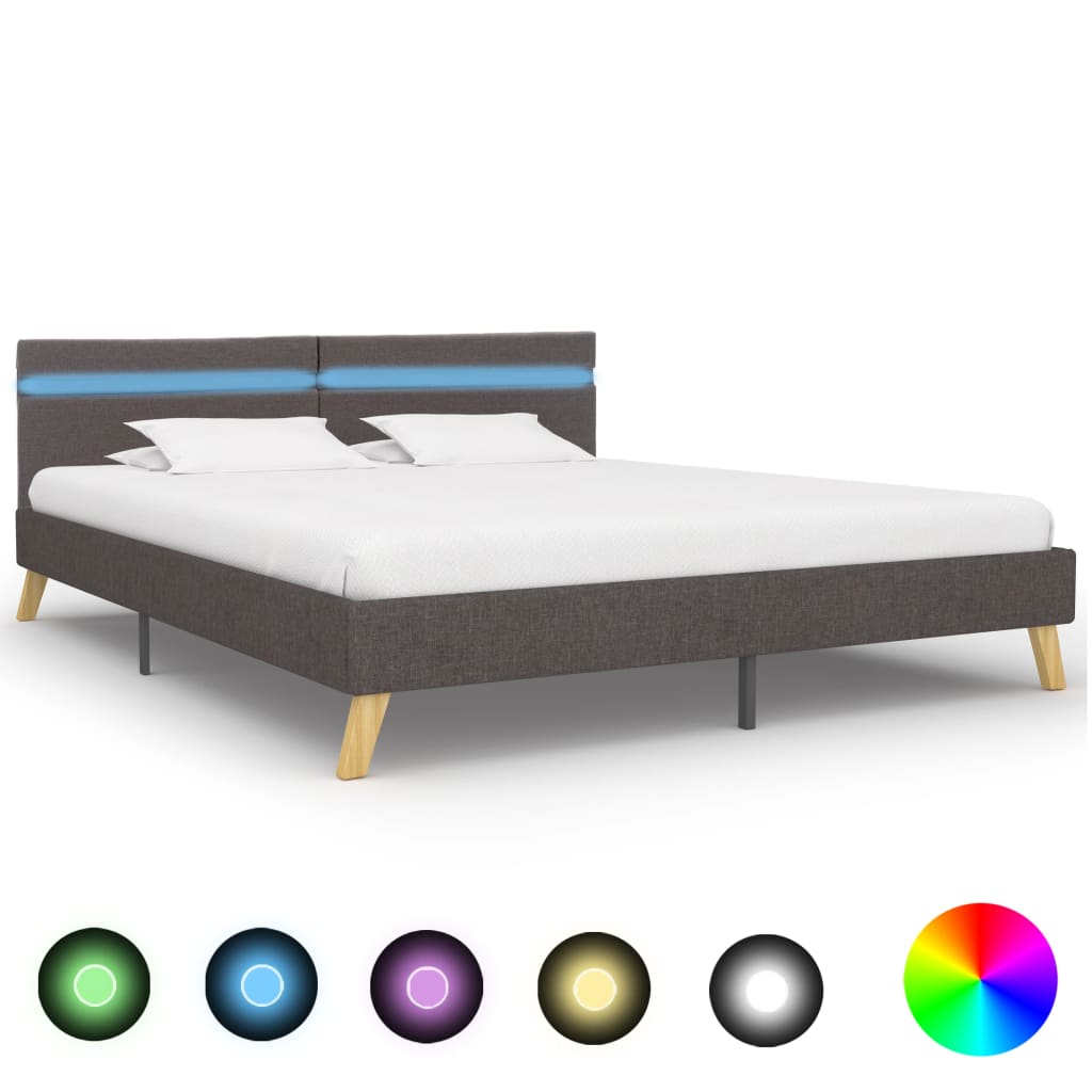 vidaXL Bedframe met LED stof donkergrijs 90x200 cm