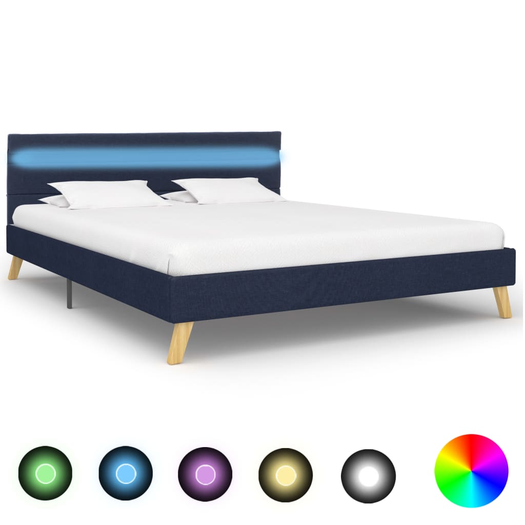 vidaXL Bedframe met LED stof donkergrijs 90x200 cm