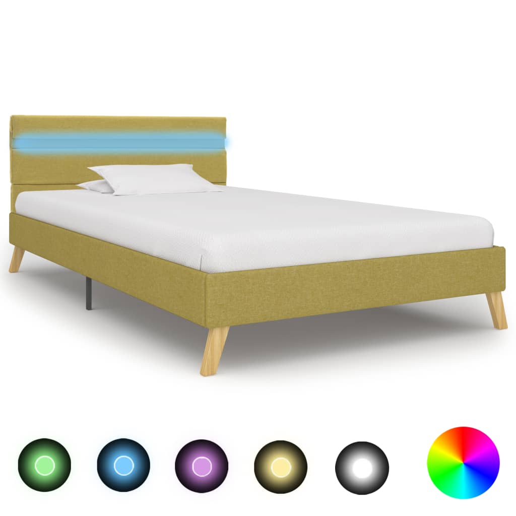 vidaXL Bedframe met LED stof donkergrijs 90x200 cm