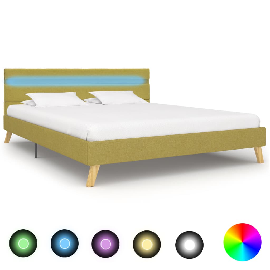vidaXL Bedframe met LED stof donkergrijs 90x200 cm