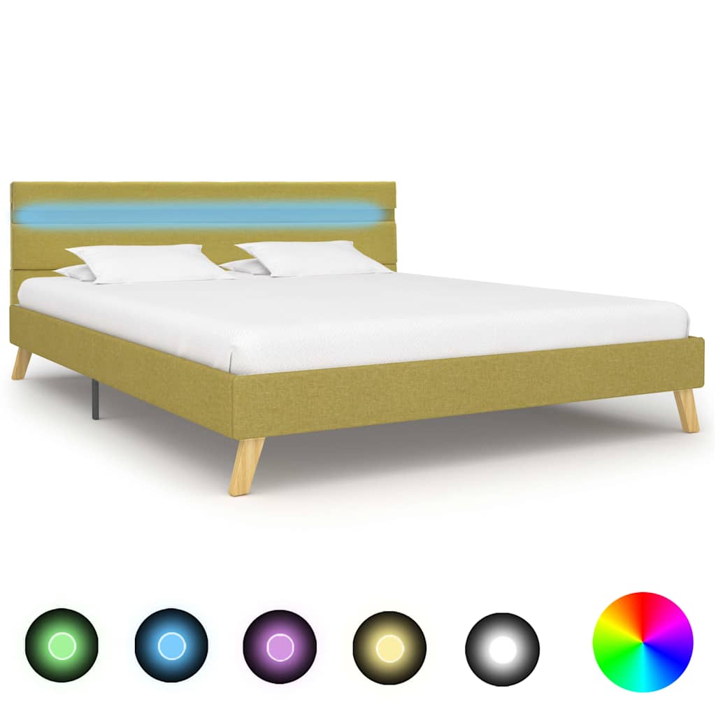 vidaXL Bedframe met LED stof donkergrijs 90x200 cm