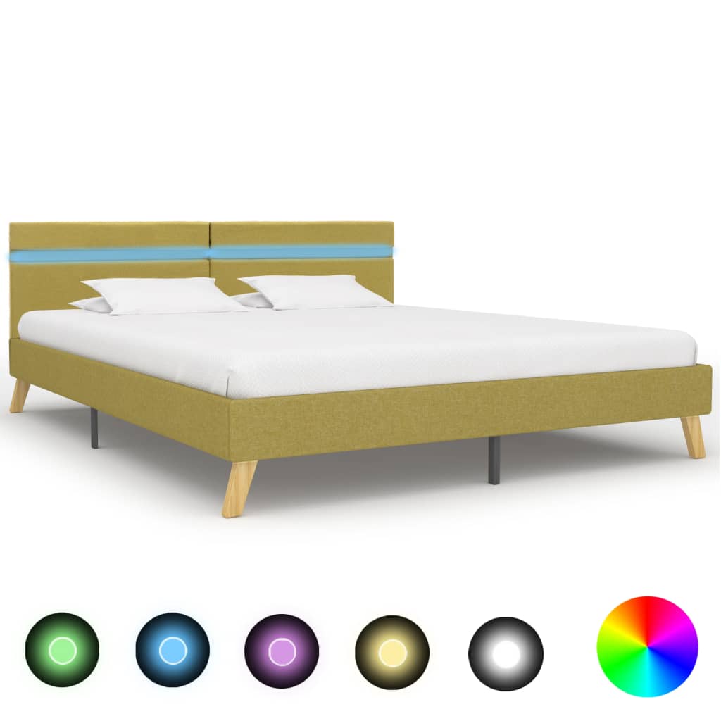 vidaXL Bedframe met LED stof donkergrijs 90x200 cm