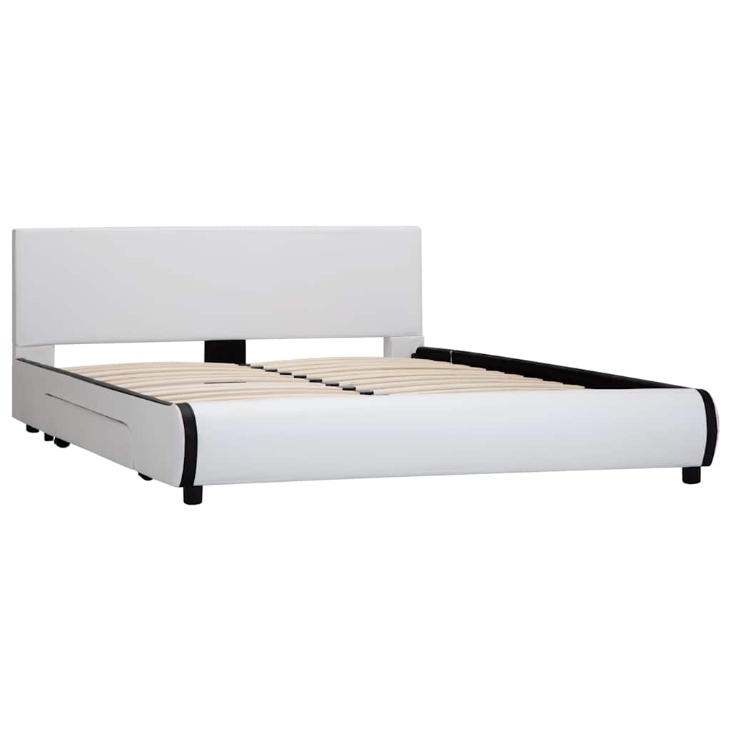 vidaXL Bedframe met lades kunstleer wit 140x200 cm