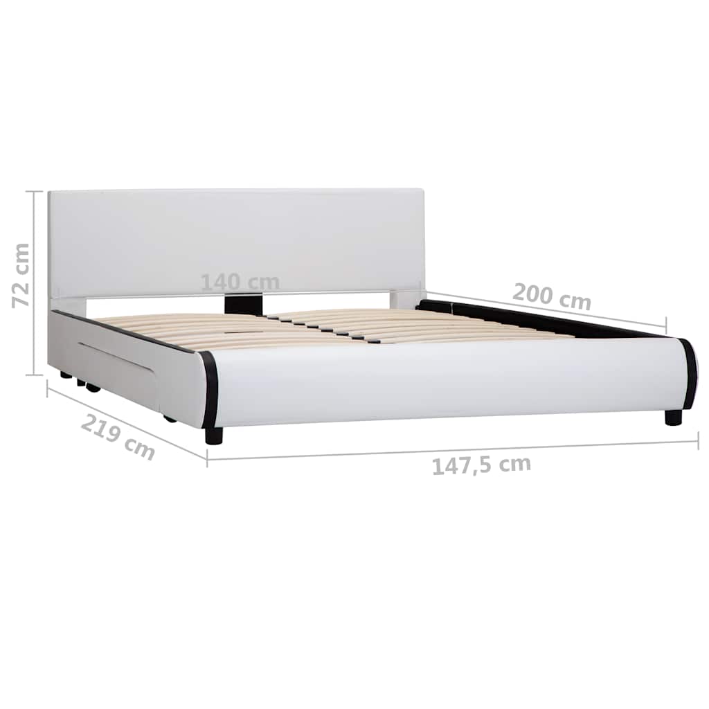 vidaXL Bedframe met lades kunstleer wit 140x200 cm
