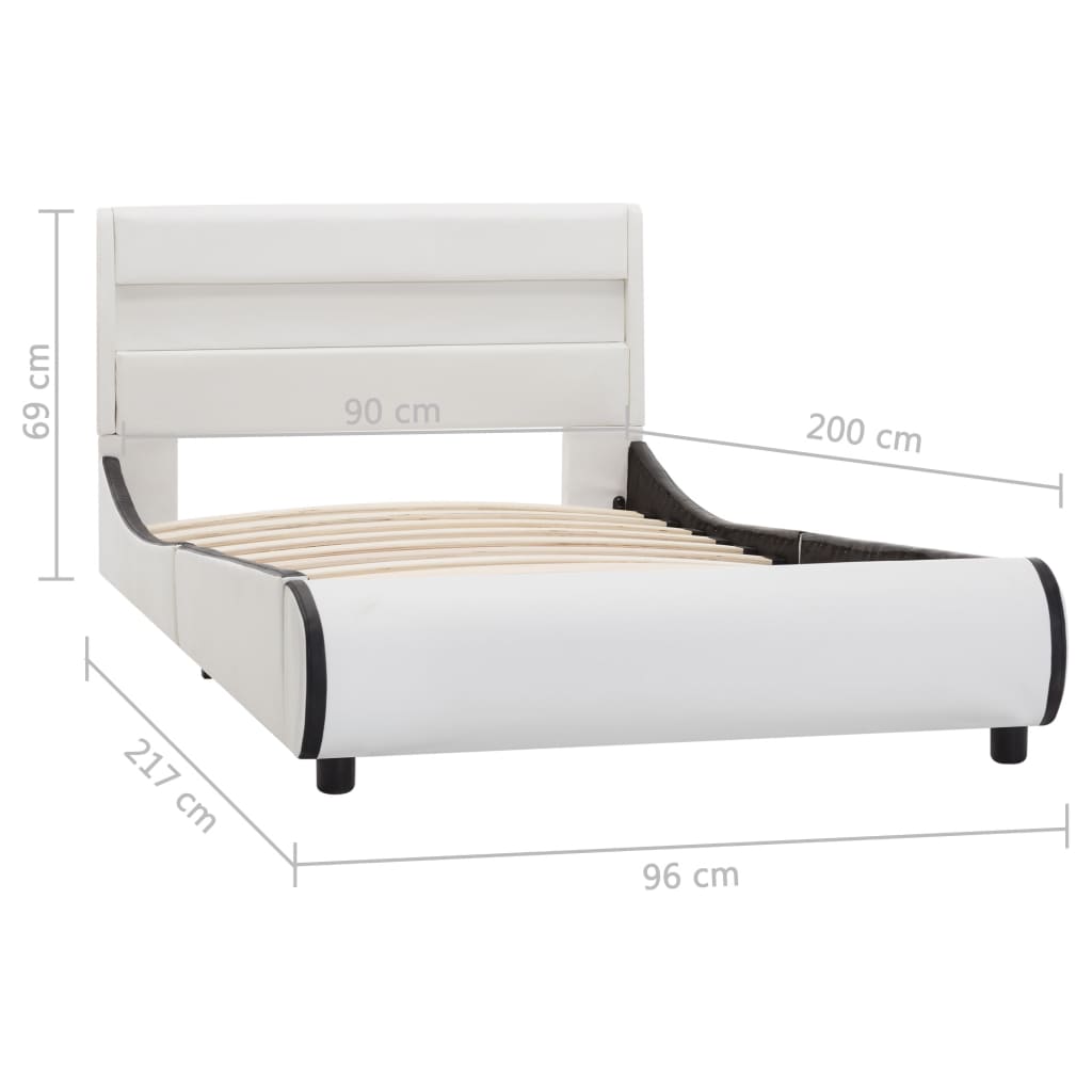 vidaXL Bedframe met LED kunstleer wit 90x200 cm