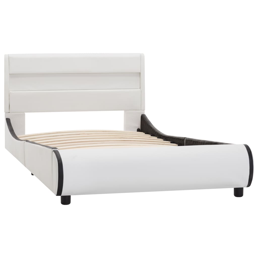 vidaXL Bedframe met LED kunstleer wit 90x200 cm