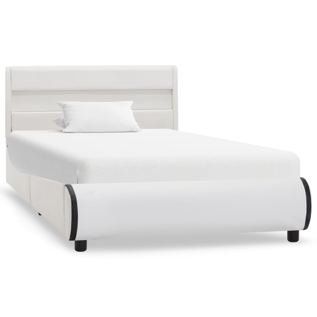 vidaXL Bedframe met LED kunstleer wit 90x200 cm