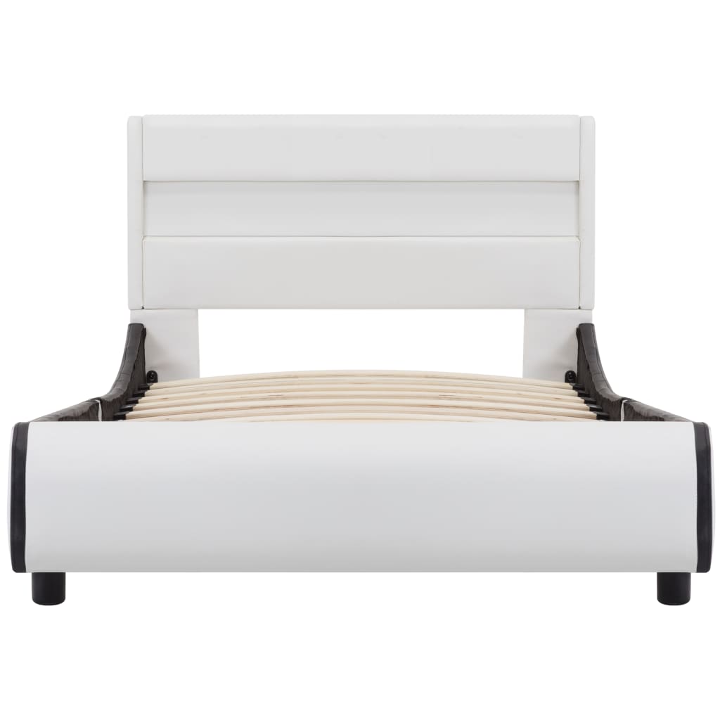 vidaXL Bedframe met LED kunstleer wit 90x200 cm