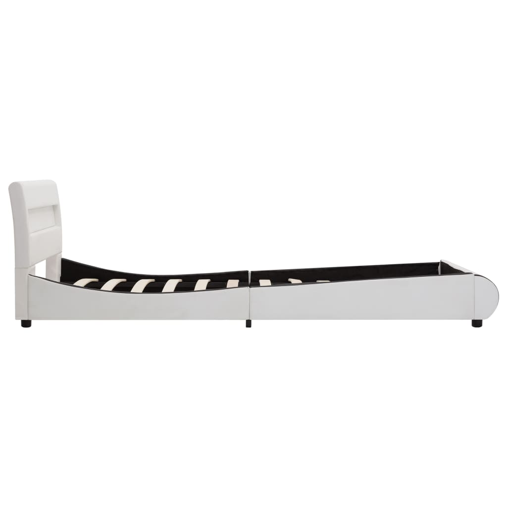 vidaXL Bedframe met LED kunstleer wit 90x200 cm