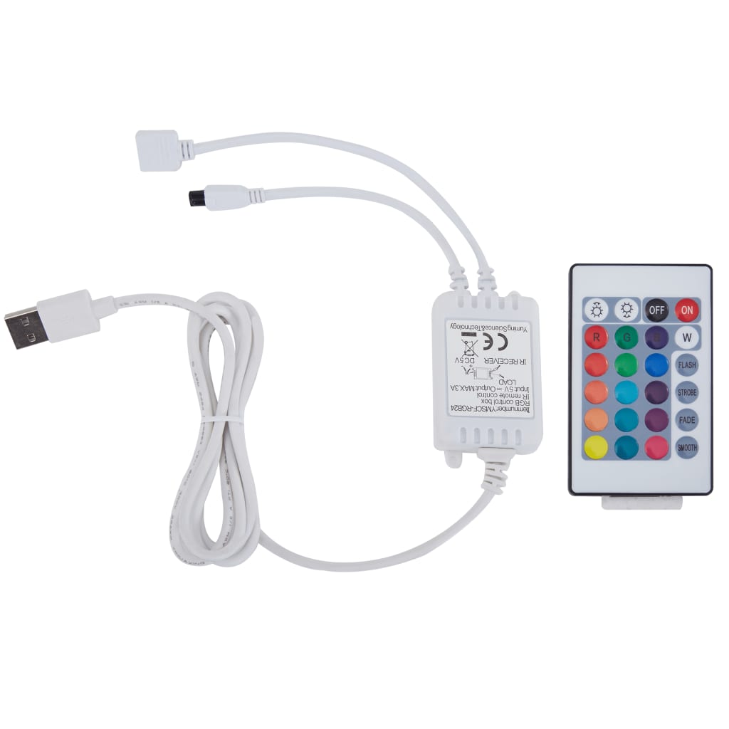 vidaXL Bedframe met LED kunstleer wit 90x200 cm