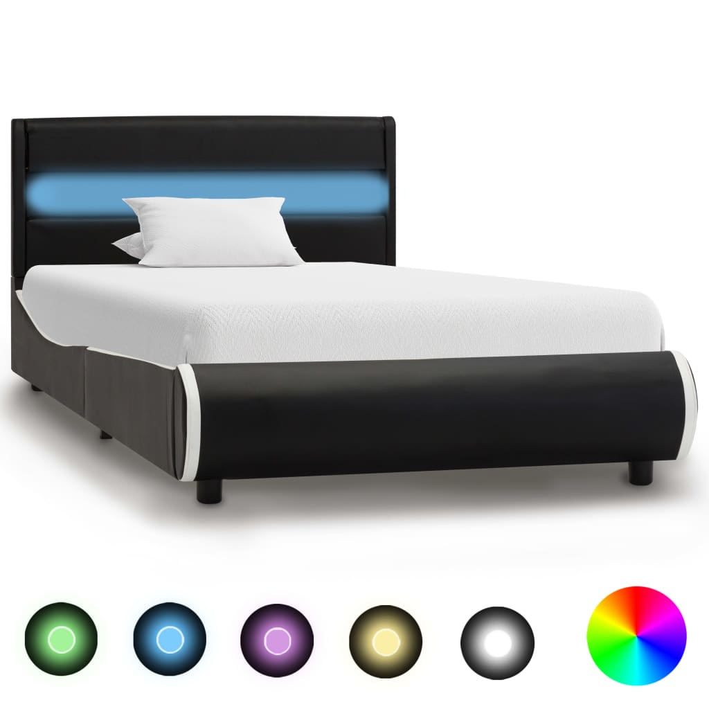 vidaXL Bedframe met LED kunstleer wit 90x200 cm