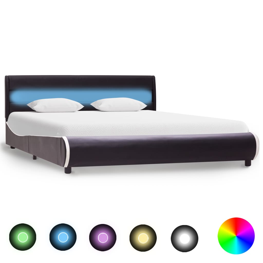 vidaXL Bedframe met LED kunstleer wit 90x200 cm