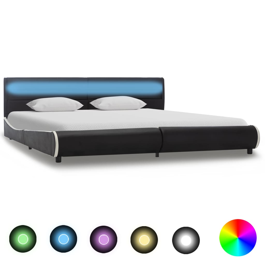 vidaXL Bedframe met LED kunstleer wit 90x200 cm