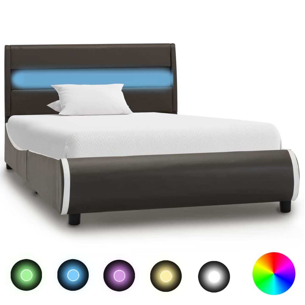 vidaXL Bedframe met LED kunstleer wit 90x200 cm
