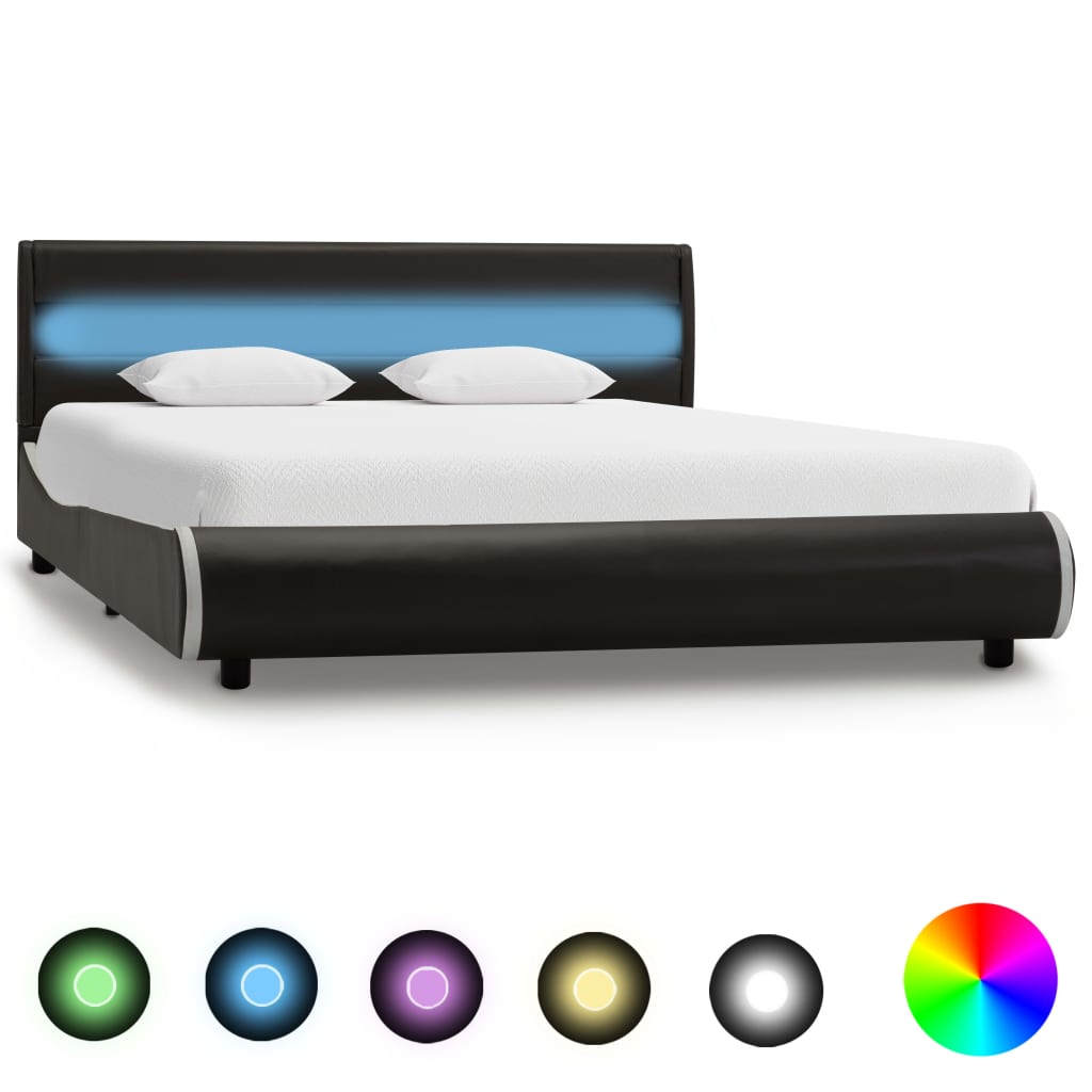 vidaXL Bedframe met LED kunstleer wit 90x200 cm