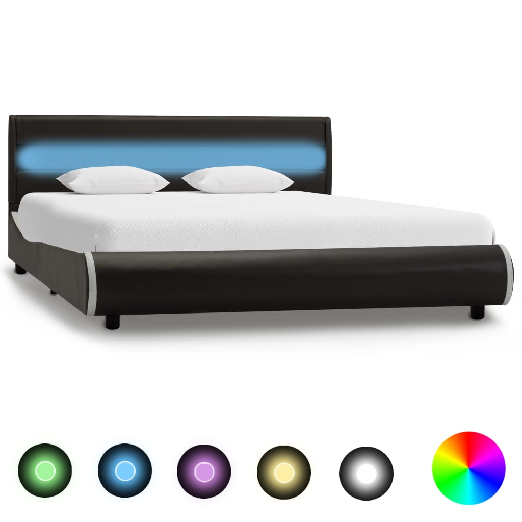 vidaXL Bedframe met LED kunstleer wit 90x200 cm