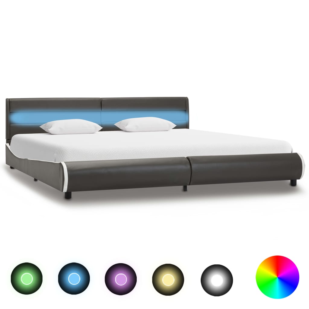 vidaXL Bedframe met LED kunstleer wit 90x200 cm