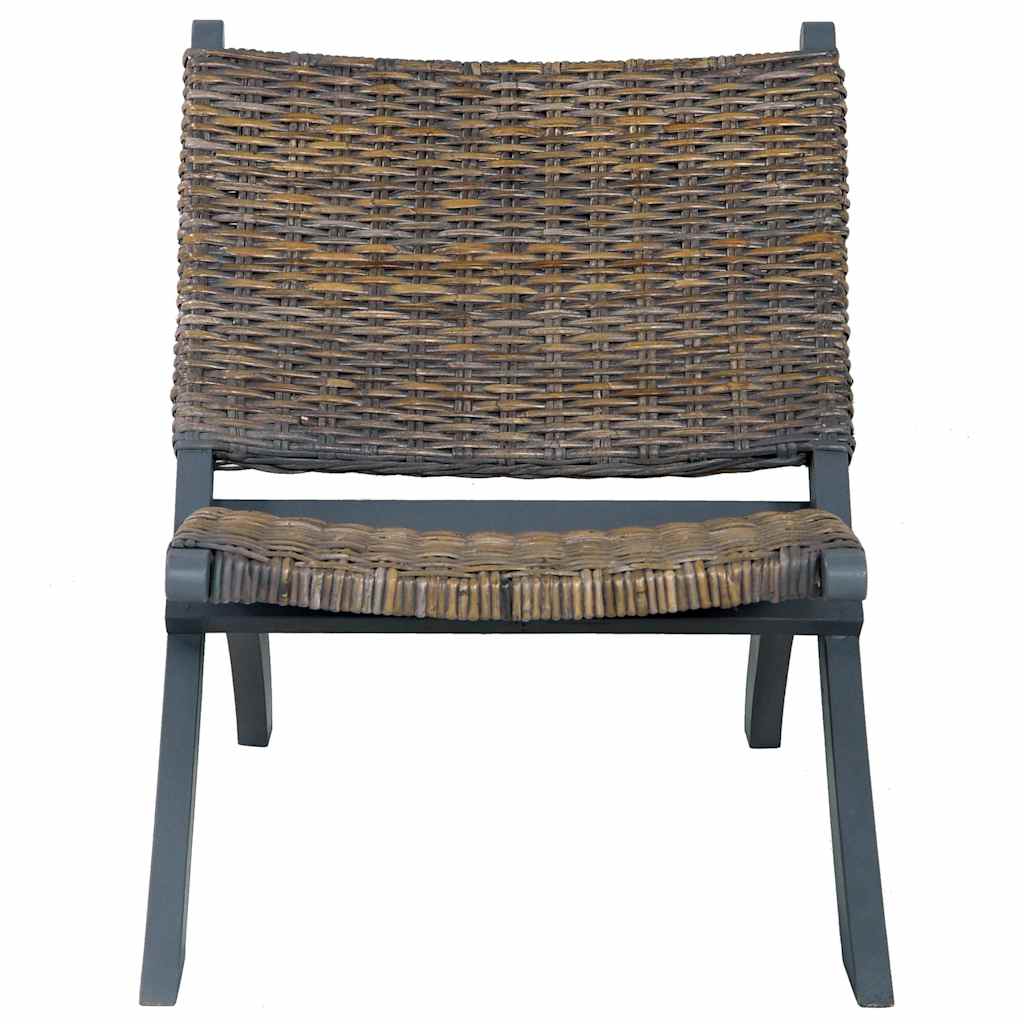 vidaXL Relaxstoel natuurlijk kubu rattan en massief mahoniehout