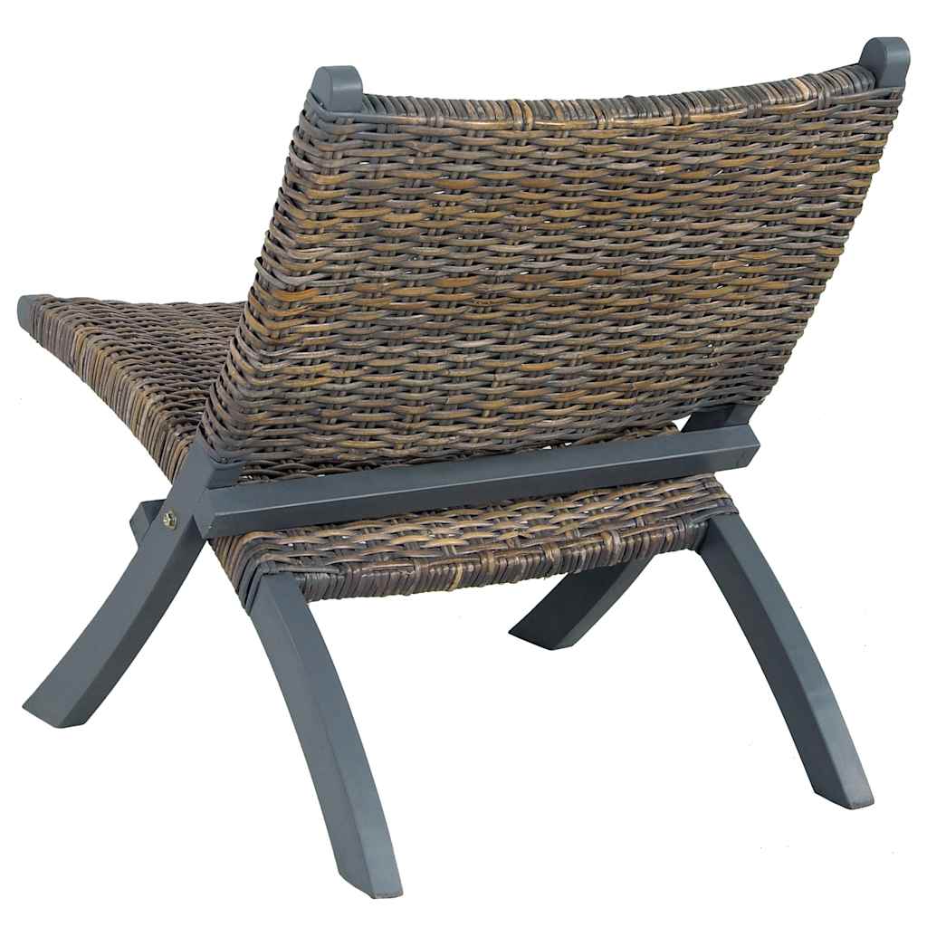vidaXL Relaxstoel natuurlijk kubu rattan en massief mahoniehout