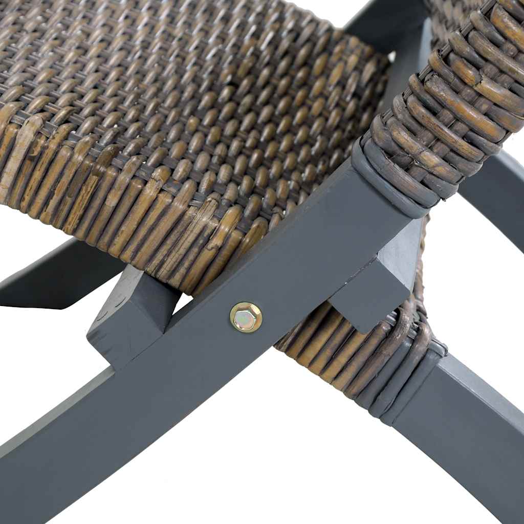 vidaXL Relaxstoel natuurlijk kubu rattan en massief mahoniehout
