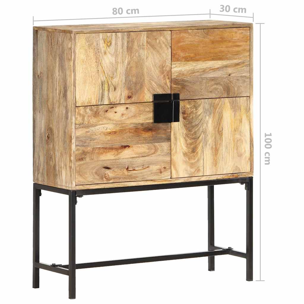vidaXL Hoge kast 80x30x95 cm massief ruw mangohout