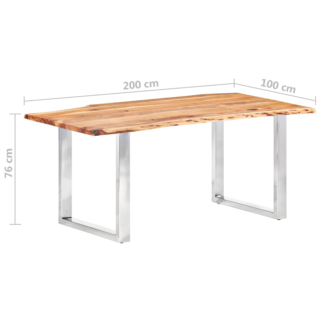 vidaXL Eetkamertafel met natuurlijke randen 3,8 cm 200 cm acaciahout