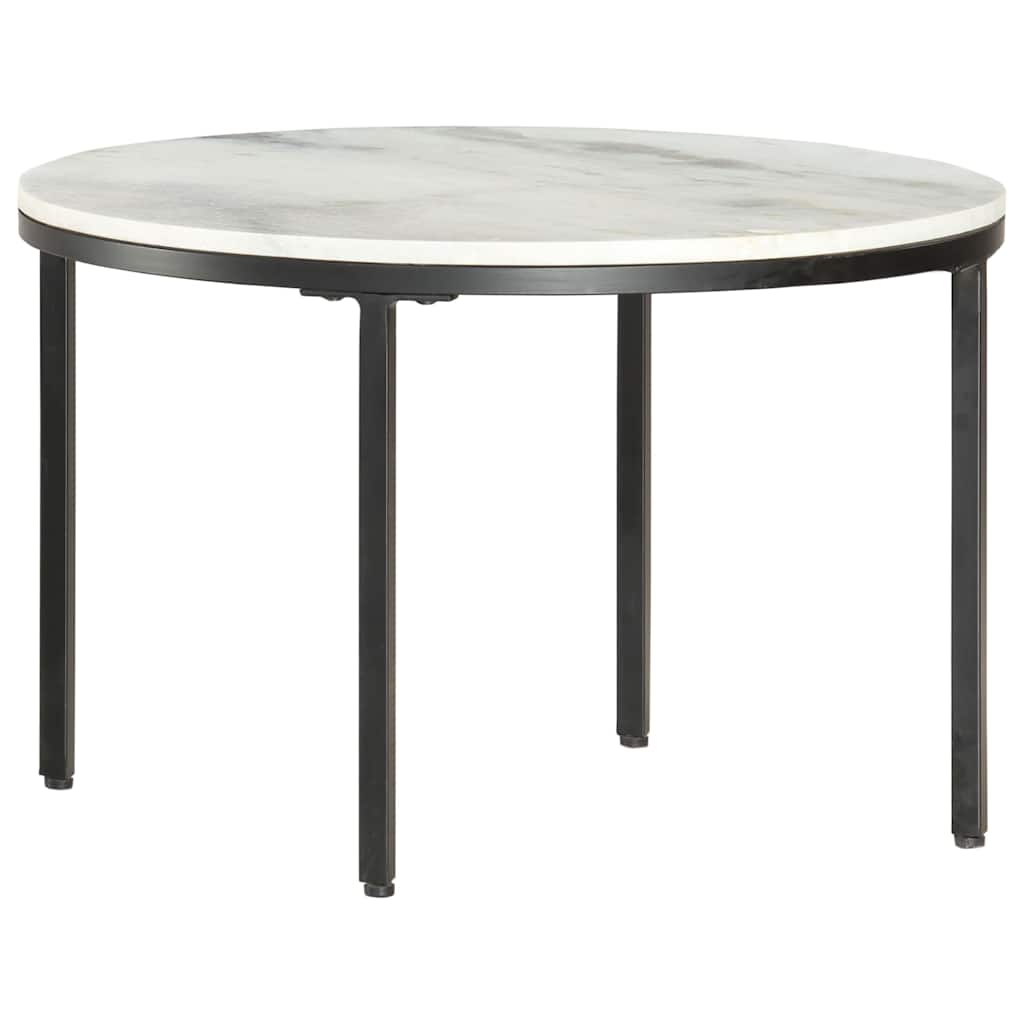 vidaXL Salontafel Ø50 cm echt massief marmer wit en zwart