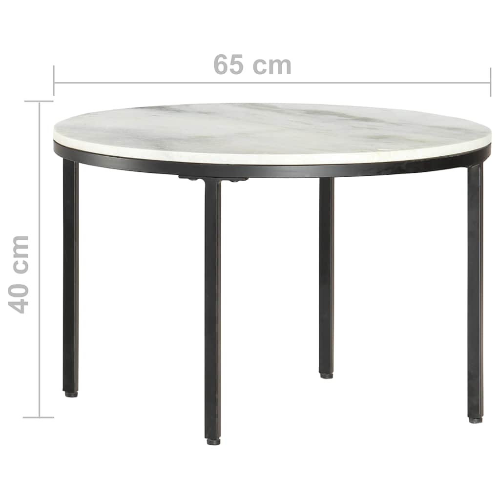 vidaXL Salontafel Ø50 cm echt massief marmer wit en zwart