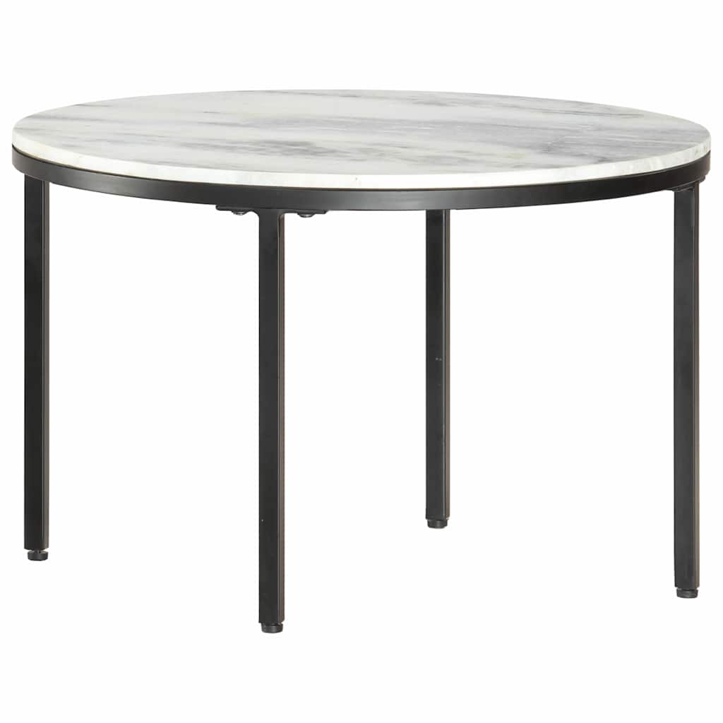 vidaXL Salontafel Ø50 cm echt massief marmer wit en zwart