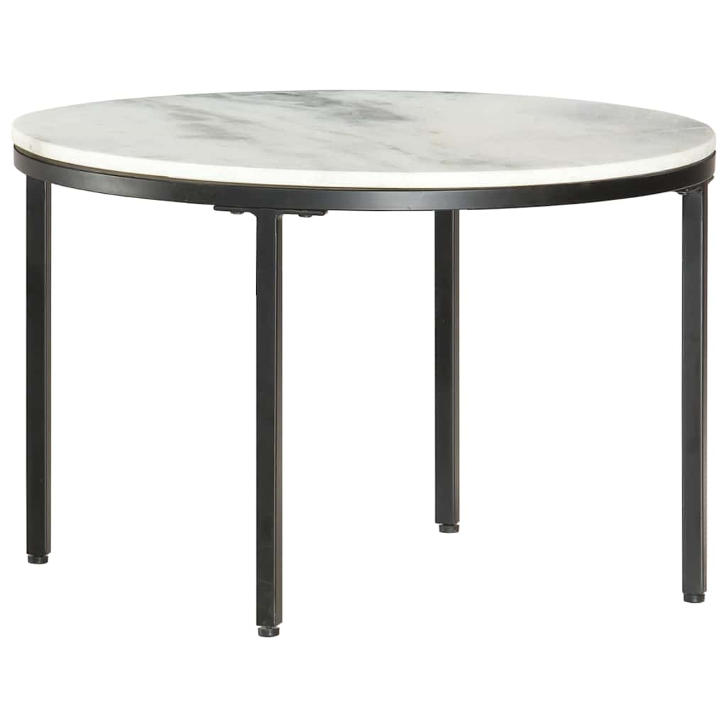 vidaXL Salontafel Ø50 cm echt massief marmer wit en zwart