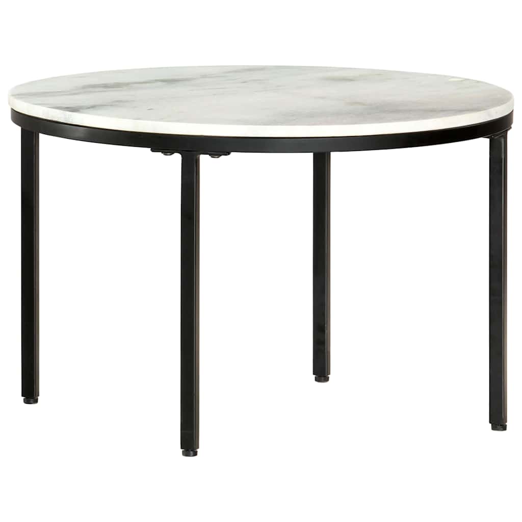 vidaXL Salontafel Ø50 cm echt massief marmer wit en zwart
