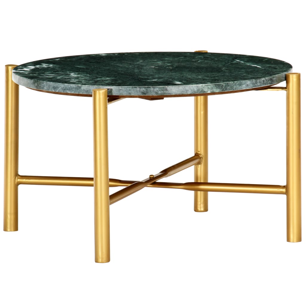 vidaXL Salontafel 60x60x35 cm echt steen met marmeren textuur groen - Aashly