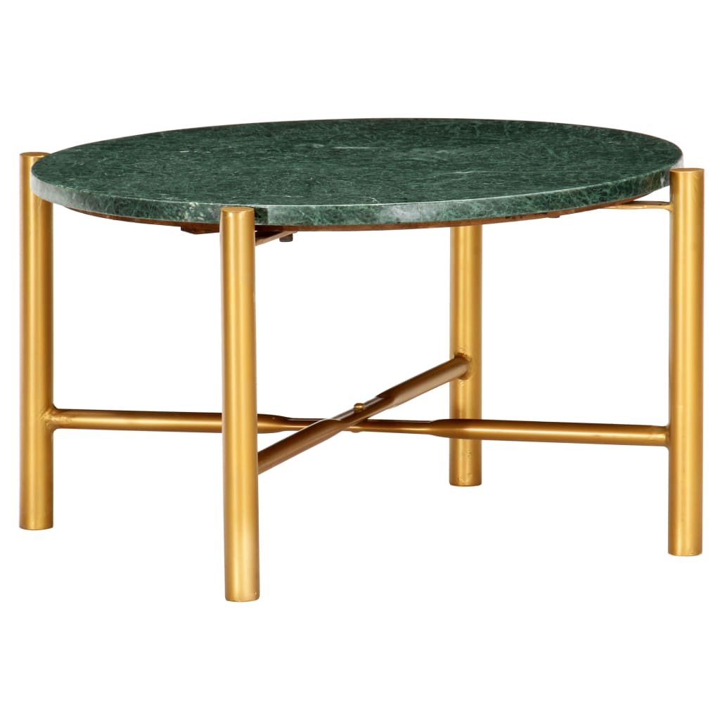 vidaXL Salontafel 60x60x35 cm echt steen met marmeren textuur groen - Aashly