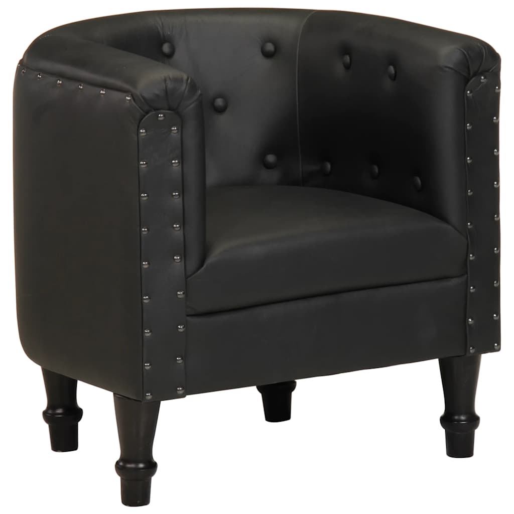 vidaXL Bucket Chair Real Leather Brown