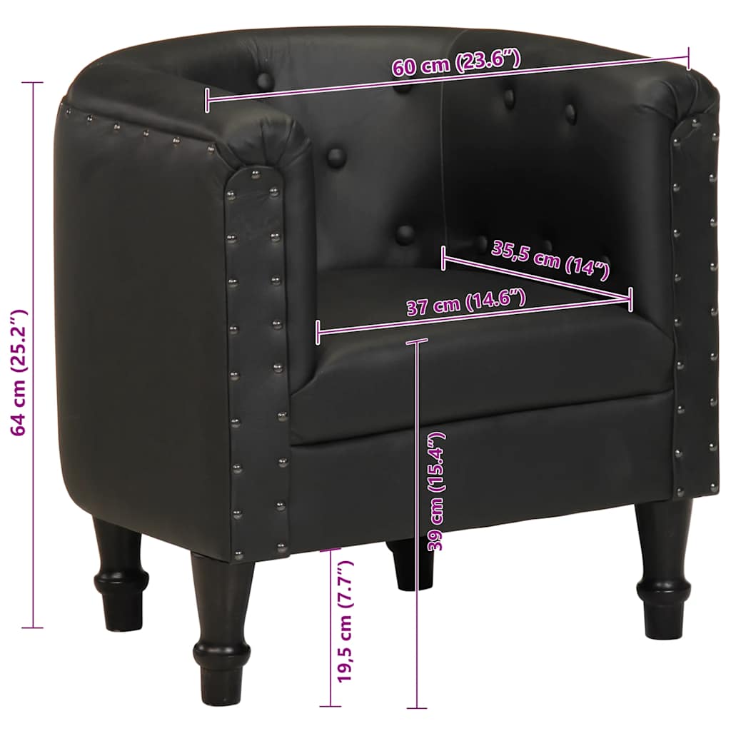 vidaXL Bucket Chair Real Leather Brown