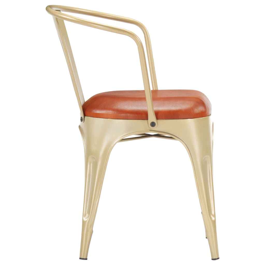 vidaXL Eetkamerstoelen 2 st echt leer bruin