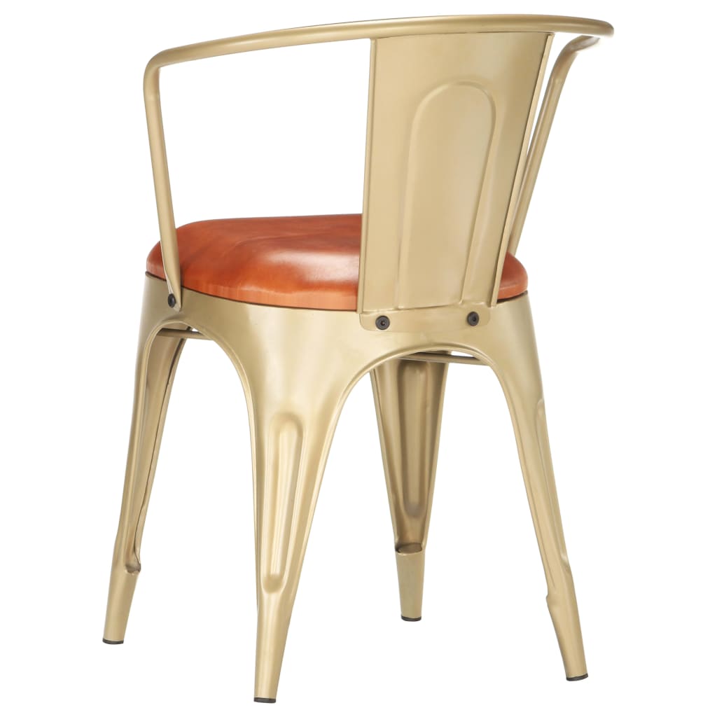 vidaXL Eetkamerstoelen 2 st echt leer bruin