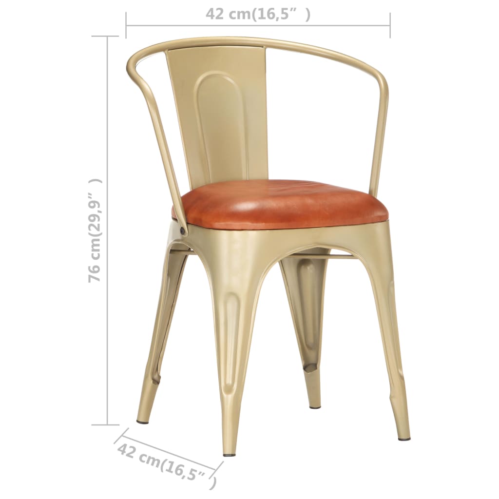 vidaXL Eetkamerstoelen 2 st echt leer bruin
