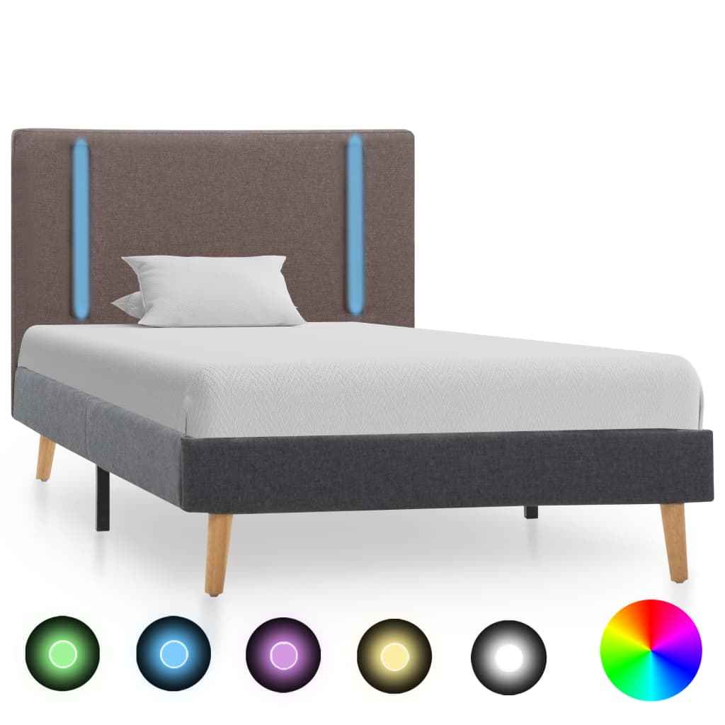 vidaXL Bedframe met LED stof crèmekleurig en donkergrijs 100x200 cm
