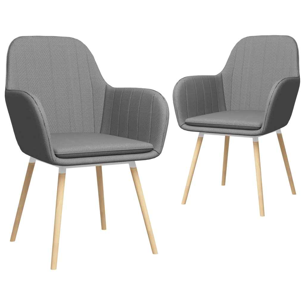 vidaXL Eetkamerstoelen 2 st met armleuningen stof lichtgrijs