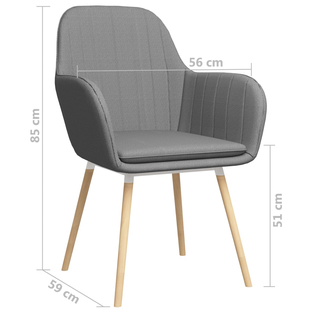 vidaXL Eetkamerstoelen 2 st met armleuningen stof lichtgrijs
