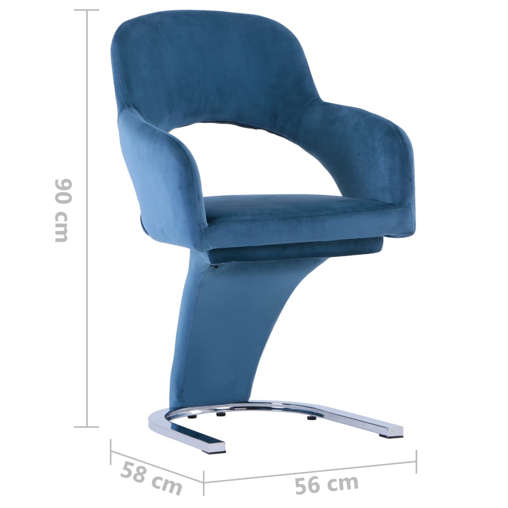 vidaXL Eetkamerstoelen 2 st fluweel blauw