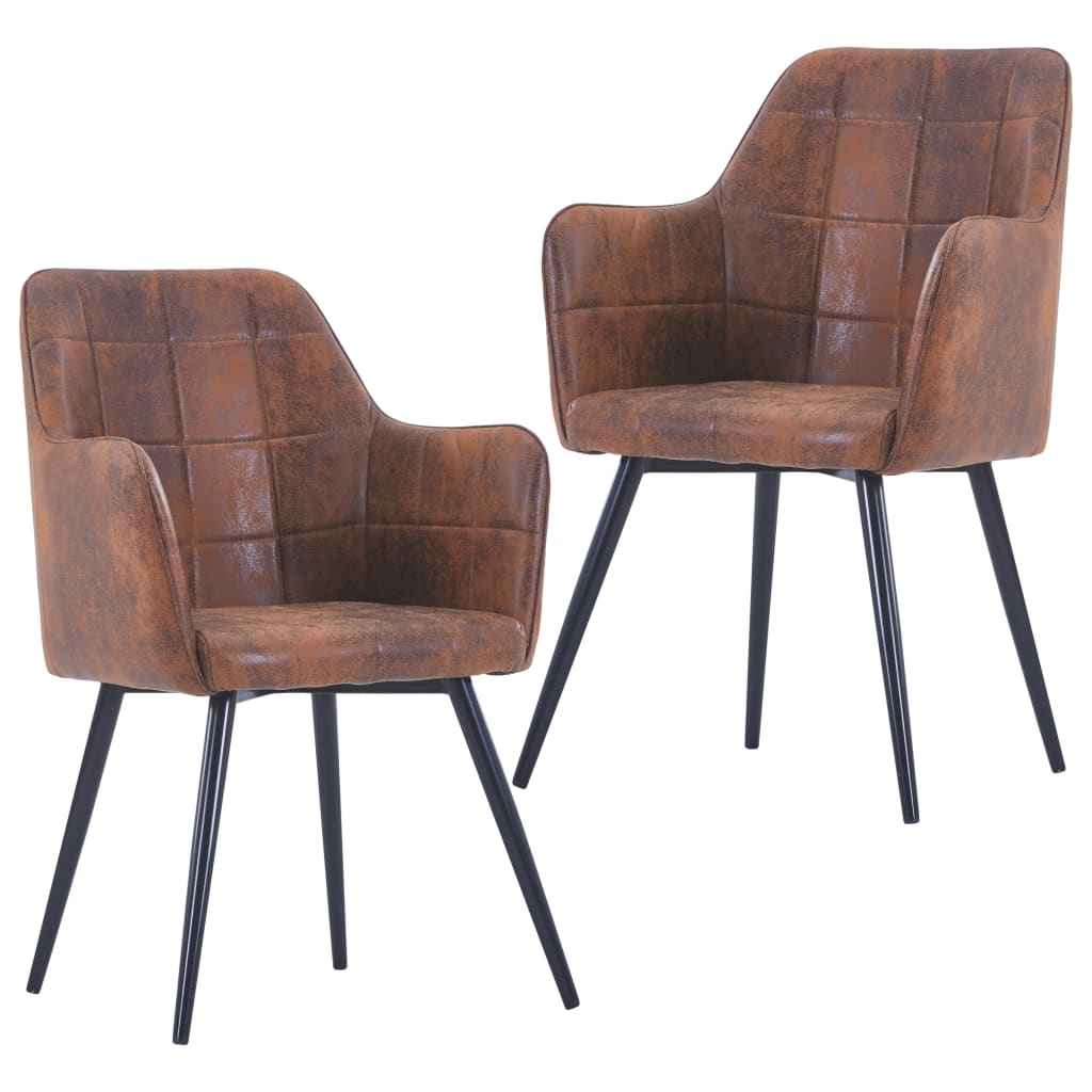 vidaXL Eetkamerstoelen 2 st kunstsuède bruin