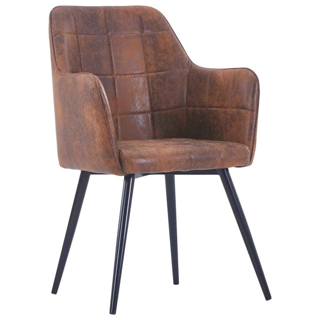 vidaXL Eetkamerstoelen 2 st kunstsuède bruin