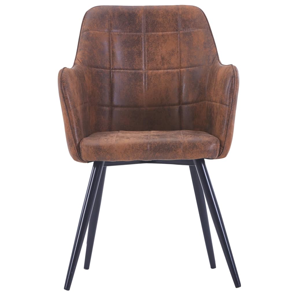 vidaXL Eetkamerstoelen 2 st kunstsuède bruin