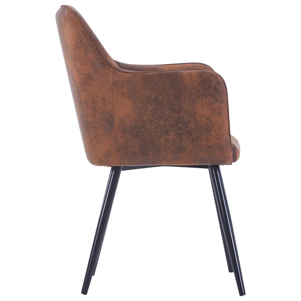 vidaXL Eetkamerstoelen 2 st kunstsuède bruin