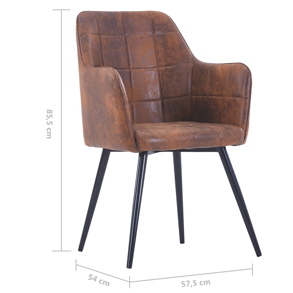vidaXL Eetkamerstoelen 2 st kunstsuède bruin