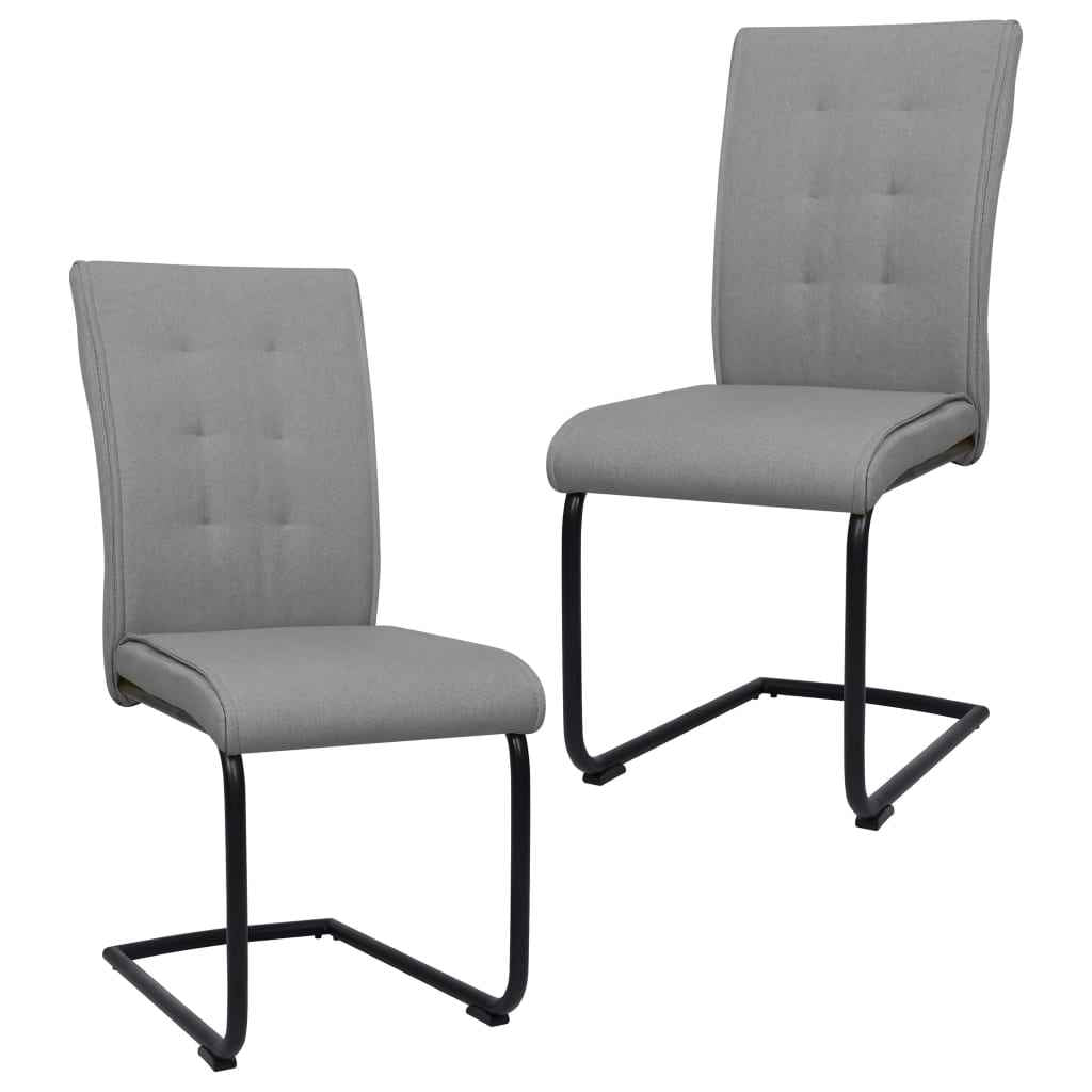 vidaXL Eetkamerstoelen 2 st stof lichtgrijs