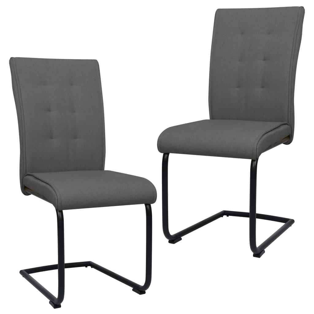 vidaXL Eetkamerstoelen 2 st stof lichtgrijs